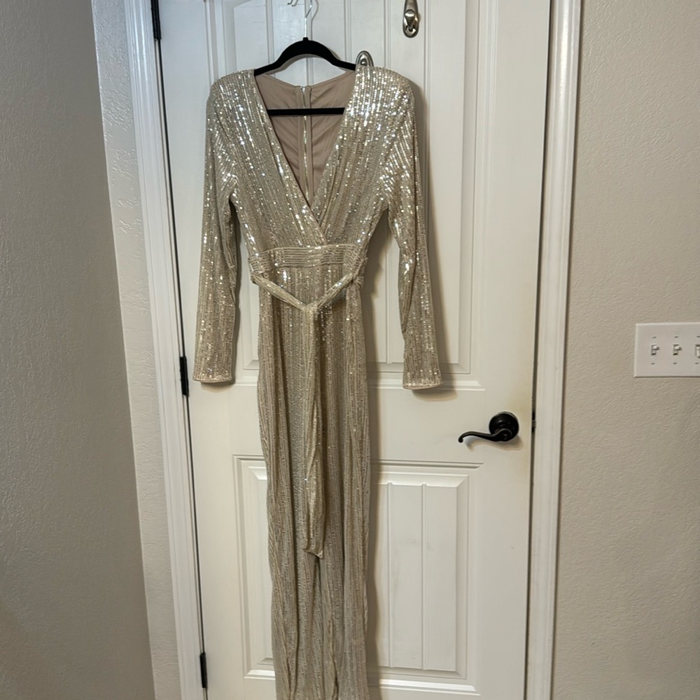 Gold/champaign colored sequin romper. Size L